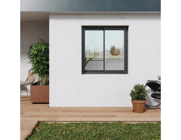 Fenêtre aluminium gris coulissante 2 vantaux h.125 x l.120 cm - GoodHome - Brico Dépôt
