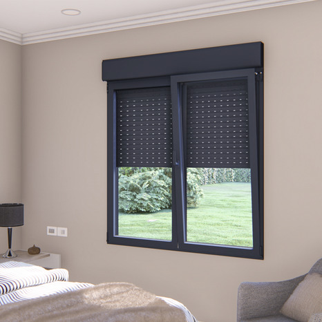 Fenêtre aluminium gris oscillo-battante 2 vantaux + volet roulant h.115 x l.120 cm - GoodHome - Brico Dépôt