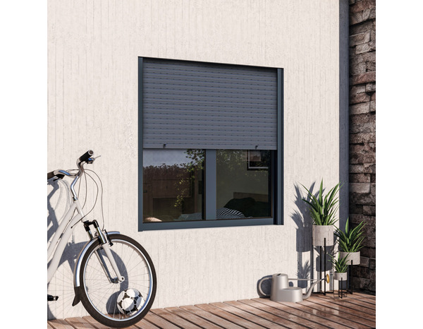 Fenêtre aluminium gris oscillo-battante 2 vantaux + volet roulant h.115 x l.120 cm - GoodHome - Brico Dépôt
