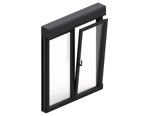 Fenêtre aluminium gris oscillo-battante 2 vantaux + volet roulant h.135 x l.140 cm - GoodHome - Brico Dépôt