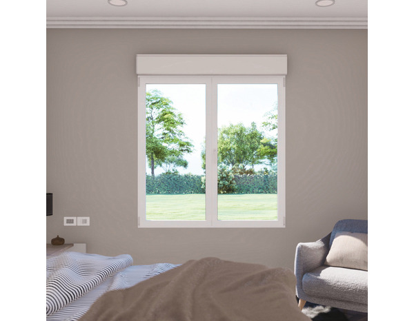 Fenêtre aluminium blanc oscillo-battante 2 vantaux + volet roulant h.105 x l.100 cm - GoodHome - Brico Dépôt