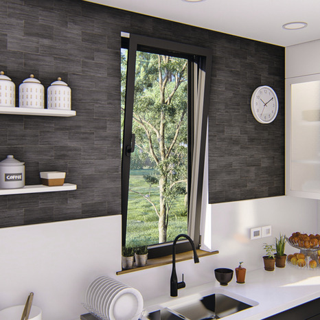 Fenêtre aluminium gris oscillo-battante 1 vantail droit h.75 x l.60 cm - GoodHome - Brico Dépôt