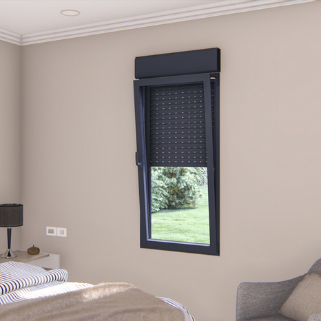 Fenêtre aluminium gris oscillo-battante 1 vantail droit + volet roulant h.75 x l.60 cm - GoodHome - Brico Dépôt
