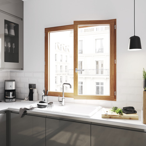 Fenêtre bois battante 2 vantaux H.105 x l.100 cm - GoodHome - Brico Dépôt