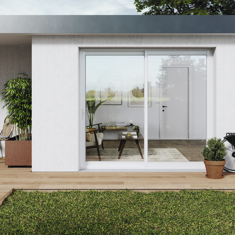 Baie vitrée aluminium blanc 2 vantaux H.215 x l.240 cm - GoodHome - Brico Dépôt