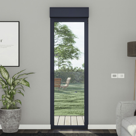 Porte-fenêtre aluminium gris 1 vantail gauche + volet roulant H.215 x l.80 cm - GoodHome - Brico Dépôt