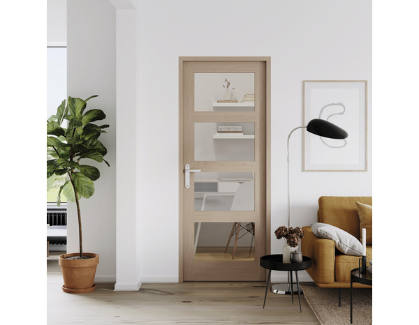 Bloc-porte "Connemara" vitre chêne droit 83 x l. 83 cm - GoodHome - Brico Dépôt