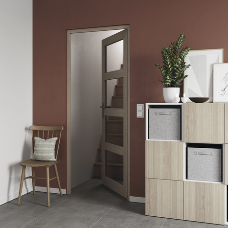 Bloc-porte "Connemara" vitre chêne droit 83 x l. 83 cm - GoodHome - Brico Dépôt