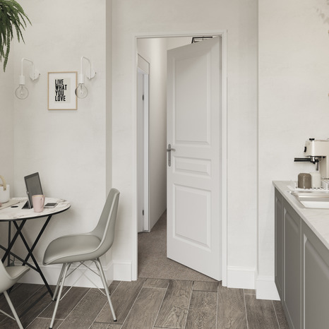 Bloc-porte "Ordesa" 3 panneaux blanc gauche - 73 cm - Brico Dépôt