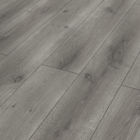 Sol stratifié à clipser aspect chêne gris "Cahuita" compatible pièces humides - L. 128,5 x l. 19,2 cm x Ép. 8 mm. - Cooke and Lewis - Brico Dépôt