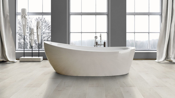 Sol stratifié à clipser aspect chêne blanc "Cahuita" compatible pièces humides - L. 128,5 x l. 19,2 cm, Ép. 8 mm. - Cooke and Lewis - Brico Dépôt