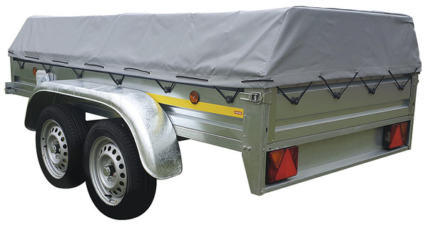 Remorque double essieux en acier galvanisé avec bâche - Brico Dépôt