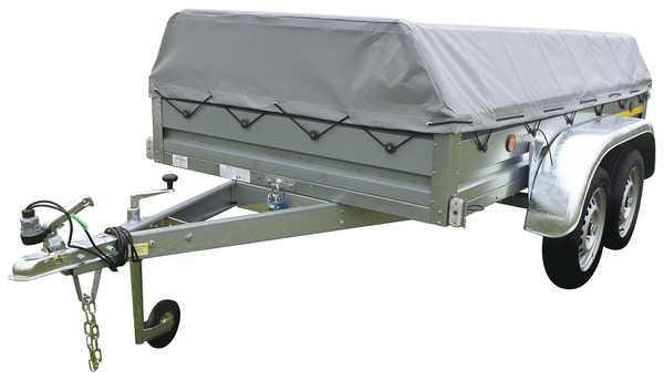 Remorque double essieux en acier galvanisé avec bâche - Brico Dépôt