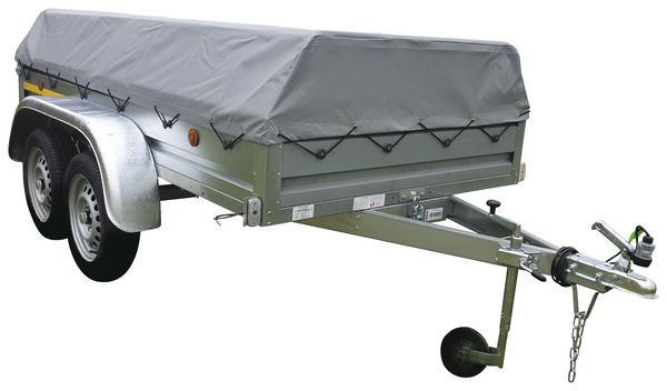 Remorque double essieux en acier galvanisé avec bâche - Brico Dépôt