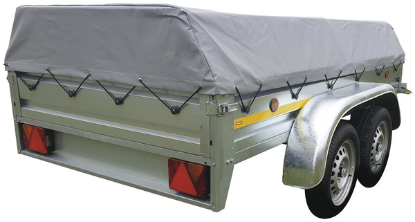 Remorque double essieux en acier galvanisé avec bâche - Brico Dépôt