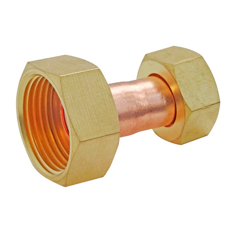 Raccord droit 2 écrous tournants Femelle 20/27 (3/4") - Femelle 15/21 (1/2") - Douille cuivre - Somatherm - Brico Dépôt
