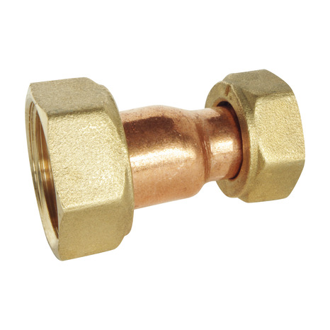 Raccord droit 2 écrous tournants Femelle 20/27 (3/4") - Femelle 15/21 (1/2") - Douille cuivre - Somatherm - Brico Dépôt