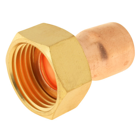 Lot de 2 raccords cuivre droit à souder sur tube cuivre Ø14 - Sortie écrou tournant Femelle 15/21 (1/2") - Somatherm - Brico Dépôt