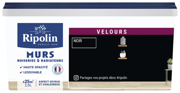 Peinture intérieur Velours 2,5 L Noir - Ripolin - Brico Dépôt