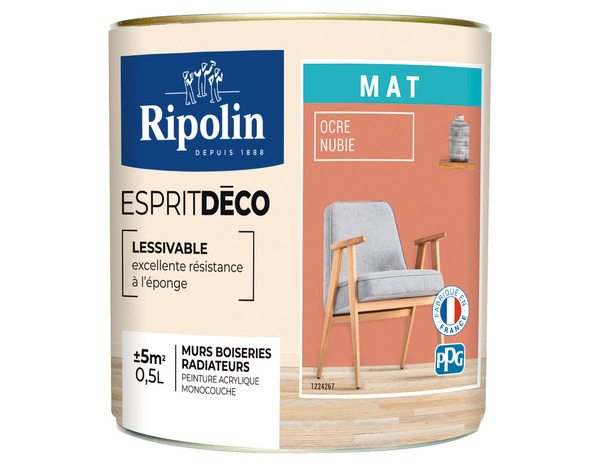 Peinture mur intérieur Mat 0,5 L Marron nubie - Ripolin - Brico Dépôt