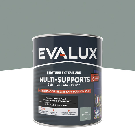 Peinture extérieure Satin multi supports 2,5 L eucalyptus - Evalux - Brico Dépôt