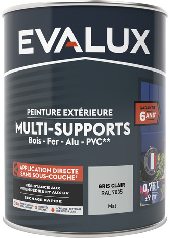 Peinture extérieure Satin multi supports 0,75 L gris clair - Evalux - Brico Dépôt