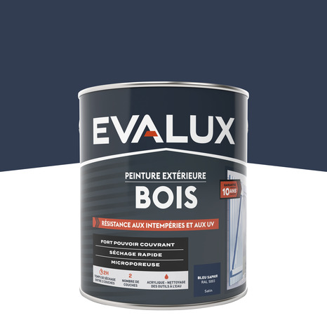 Peinture extérieur bois 2,5 L saphir satin - Evalux - Brico Dépôt