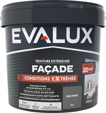 Peinture façade extrême 5 L gris foncé mat - Evalux - Brico Dépôt