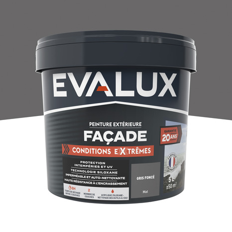 Peinture façade extrême 5 L gris foncé mat - Evalux - Brico Dépôt