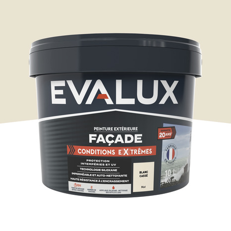 Peinture façade extrême 10 L blanc cassé mat - Evalux - Brico Dépôt
