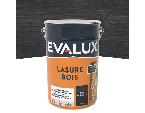 Lasure anthracite 5 L satin - Evalux - Brico Dépôt