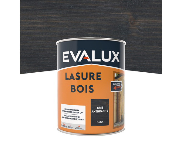 Lasure anthracite 0,75 L satin - Evalux - Brico Dépôt