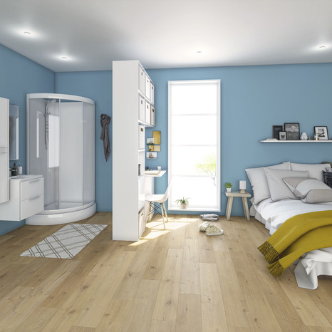 Sol stratifié à clipser aspect chêne  "Cahuita" compatible pièces humides - L. 128,5 x l. 19,2 cm x Ép. 8 mm. - Cooke and Lewis - Brico Dépôt