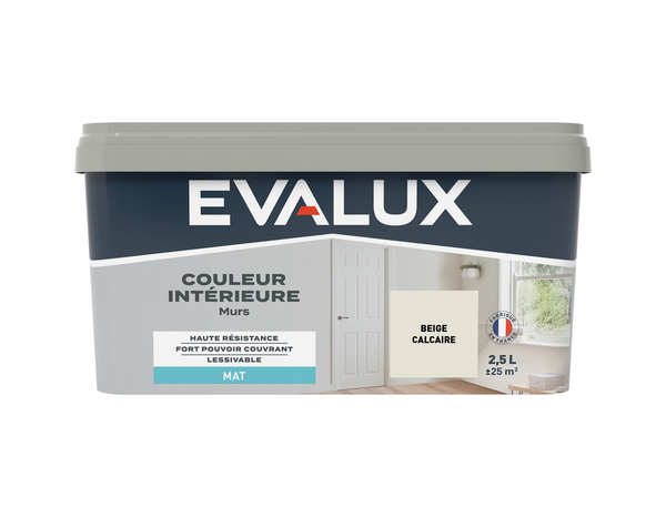 Peinture mur intérieur Mat 2,5 L Beige calcaire - Evalux - Brico Dépôt