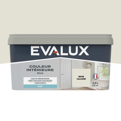 Peinture mur intérieur Mat 2,5 L Beige calcaire - Evalux - Brico Dépôt