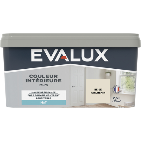 Peinture mur intérieur Mat 2,5 L Beige parchemin - Evalux - Brico Dépôt