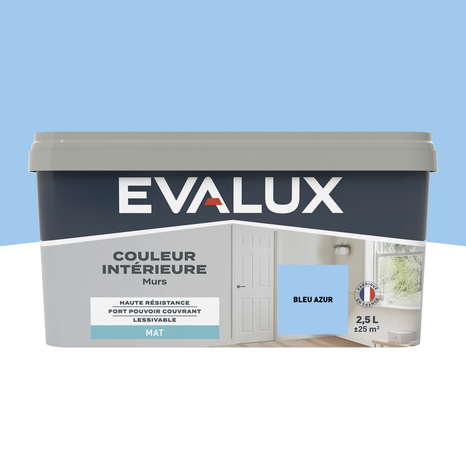 Peinture mur intérieur Mat 2,5 L Bleu azur - Evalux - Brico Dépôt