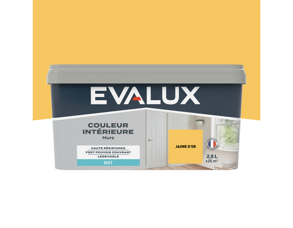 Peinture mur intérieur Mat 2,5 L Jaune d'or - Evalux - Brico Dépôt