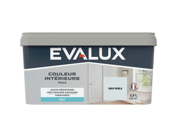 Peinture mur intérieur Mat 2,5 L Gris perle - Evalux - Brico Dépôt