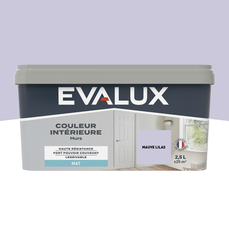 Peinture mur intérieur Mat 2,5 L Violet lilas - Evalux - Brico Dépôt