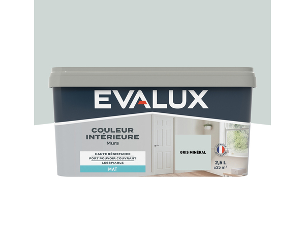 Peinture mur intérieur Mat 2,5 L Gris minéral - Evalux - Brico Dépôt