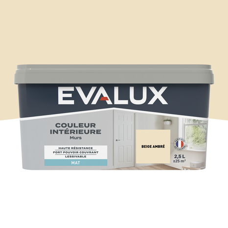 Peinture mur intérieur Mat 2,5 L Beige ambré - Evalux - Brico Dépôt