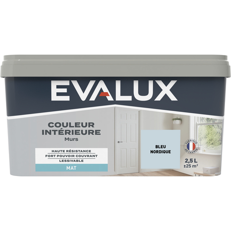 Peinture mur intérieur Mat 2,5 L Bleu nordique - Evalux - Brico Dépôt