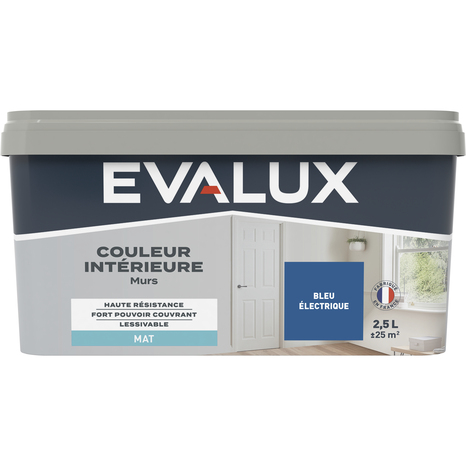 Peinture mur intérieur Mat 2,5 L Bleu électrique - Evalux - Brico Dépôt