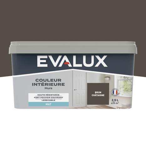 Peinture mur intérieur Mat 2,5 L Marron châtaigne - Evalux - Brico Dépôt