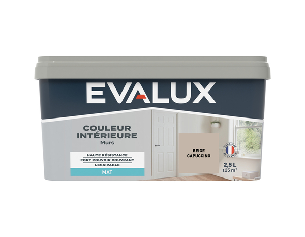Peinture mur intérieur Mat 2,5 L Beige cappuccino - Evalux - Brico Dépôt