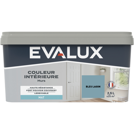 Peinture mur intérieur Mat 2,5 L Bleu lagon - Evalux - Brico Dépôt