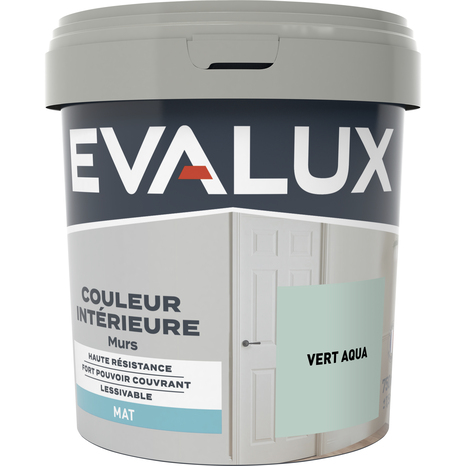 Peinture mur intérieur Mat 0,75 L Vert aqua - Evalux - Brico Dépôt