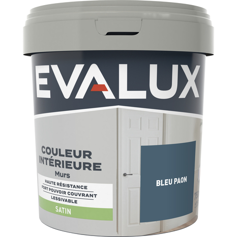 Peinture mur intérieur Satin 0,75 L Bleu paon - Evalux - Brico Dépôt