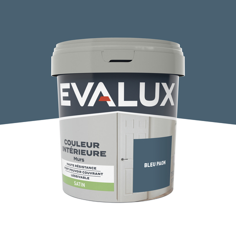 Peinture mur intérieur Satin 0,75 L Bleu paon - Evalux - Brico Dépôt